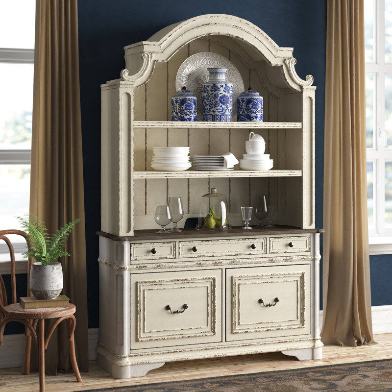 Salinas Corner Credenza Desk with Hutch & Reviews Birch Lane